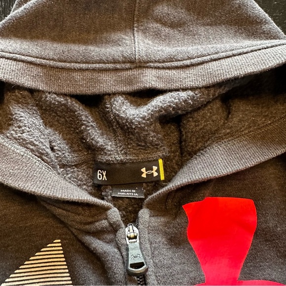 Under Armor 6T Gray Sweatshirt Hoodie Pink and White Logo Unisex - Picture 8 of 8